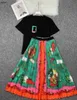 Дизайнерские женщины платье бренда женская платья летняя футболка модные буквы печать девушек платья дамы плиссированные юбки 16 декабря