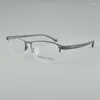 Zonnebrilmonturen Hoogwaardig titanium half frame voor herenbrillen Bijziendheid Brillen op optische brillenrek op sterkte Commercieel 9788