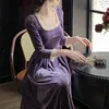 Urban Sexy Dresses Velvet Square Collar Long Sleeve Sexig bollklänning Maxi Dress Fashion Evening Party Women Elegant Streetwear Y2K Purple 231215