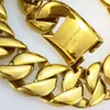 Collares colgantes Color oro Acero inoxidable 316L Todo pulido 31 mm Ancho Cadena larga muy pesada 40 55 cm Collar Joyería N397 231215
