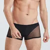 Sous-vêtements Sexy Mesh Boxer Sous-Vêtements Homme Extensible Taille Basse Transparent Sans Couture Culotte Style Japonais Respirant Élastique Mâle