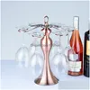 Supports à vin de table Support de verre suspendu en métal de couleur bronze Support de stockage de verres à pied Présentoir de séchage avec 6 crochets6686393 Drop Deli Dhml6