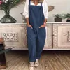 Calças de verão macacão de perna larga feminino sólido macacão zanzea feminino dungarees macacões vintage suspender playsuits plus size