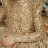 Girl's Dresses Children Clothing Baby Girl Puffy Gauze Birthday Elegant Princess Prom Dress for Kids Gold Sequin Long Sleeve Ball Gown 231216