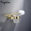 Porte-brosses de toilette Bagnolux acier inoxydable brossé or gargarisme mural salle de bain 231216