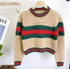 2024 New Women 's Luxury Sweaters 디자이너 가을 편지 자수 자수 아웃 니트 G 긴 소매 짧은 길이 스웨터 모직