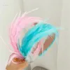 Hårklämmor Tea Party Feather Fascinator pannband för bröllop Färgglada hoop cosplay huvudbonad