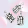 200 st mycket antik silverpläterad hus charms hänge för smycken som tillverkar armband tillbehör diy 22x12mm240s1935746