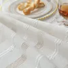 Tovaglia in cotone e lino Vintage rustico bianco con ritaglio ornamentale Tovaglia con nappa Tovaglia rettangolare Tovaglia Copri asciugamano Decor 231216