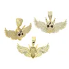 Pendant Necklaces Iced Out Bling Wing Skull Necklace Gold Silver Plated CZ Cubic Zirconia Punk Charm Men Women Hip Hop Jewelry