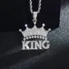Pendant Necklaces Iced Out Letter Crown KING Necklace With Rope Chain For Men Women Rapper Charm Jewelry