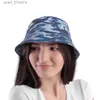 Wide Brim Hats Bucket Hats Blue Camo Photo Print Camouflage Army Color Bucket Hat For Women Men Students Foldable Bob Fisherman Hats Panama C AutumnL231216