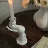 Candle Holders Ceramic Hand Palm Holding Roses Candle Holders Desk Decoration Minimalism Flower Shape Candlestick Candle Stand Modern Decor 231215