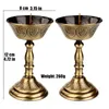 Portacandele 2 pezzi Buddista Lega Candela Coppa Inciso Bronzo di buon auspicio Candeliere Tantrico Lampada da sposa Holde Altari domestici Desktop decorativo 231215