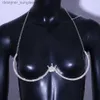 Outros acessórios de moda Rave Queen Crown Crystal Chest Bracket Chain Bra Harness Bikini Sexy Rhinestone Bo Chain Jóias para Mulheres Festival ClothingL231215