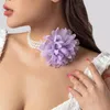 Ketten grenzüberschreitender Schmuck, Chiffon, handgefertigt, große Blume, Schlüsselbeinkette, Kragen, Nachahmung von Perlen, Retro-Perlen-Halskette