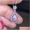 Pendant Necklaces Pendentif colliers Huitan luxe Sier couleur femmes collier de mariage Fl Zircon cristal tempérament doux accessoires St Dhysg