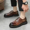 Sapatos de vestido primavera designer homens plataforma de fundo grosso casual oxford salto baixo lace-up cabeça redonda