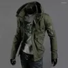 Vestes pour hommes Hommes Bomber Veste Militaire Multi-Poche Manteau À Capuchon Slim Vêtements Fermeture À Glissière À Manches Longues Vêtements D'extérieur Vert Noir Bleu Streetwear