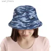 Wide Brim Hats Bucket Hats Blue Camo Photo Print Camouflage Army Color Bucket Hat For Women Men Students Foldable Bob Fisherman Hats Panama C AutumnL231216