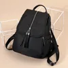 Sacos escolares 2024 Mochila Mulheres Caminhadas Preto Impermeável Oxford Pano Moda Casual Cute Light Girl