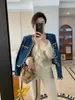 Chan CCC 2023 imprimé Denim manteau vêtements Couturier mode argyle denim veste décontracté