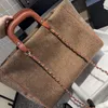 Torba designerska torba na ramię w torbie zakupowe duża pojemność Tweed Beach torebka dzianina Srebrna metalowa łańcuch sprzętowa torebki 37x31 cm