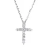 Gold Solid Big Pendant Long Necklace With Lab Grown Diamond Cross Necklace