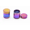 Rainbow Color 4 Layer Zinc Alloy Metal Smoking Tobacco Grinder Ice Blue Herb Grinders Hand Muller Crusher LL