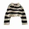 Womens Two Piece Pants Spring and Autumn Retro Striped Polo Knitted Top Casual Sweater Pulling Flash Set Ultra Thin Black Mens Dress 231216