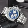 Brei Top Mens 시계 전체 기능 6 개의 바늘 모든 다이얼 작업 Sapphire Calendar Date Quartz Watch Navitimer 1884 럭셔리 브랜드 크로노 그래프 시계 스틸 벨트 패션