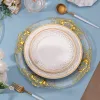 50 PCS Charger Plates White Plastic Tray Round Dishes With Patterns 13 Inches Acrylic Decorative Dining Plate For Table Setting