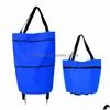 Sacs de rangement Bleu Rétractable Rouleau Mode Portable Magasin Roue Sac Pliable Dos Épicerie Rack Bagstorage Drop Livraison Maison Jardin Dhg1Y