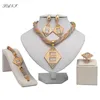 Chokers Fani Italian real gold Plated Jewelry Set women Dubai 18K wedding sets necklace earrings bracelet ring Wholesale 231216