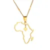 Collier pendentif carte africaine en acier inoxydable, bijoux à breloques en forme de cœur, carte du Continent africain pour femmes, bijoux 239E