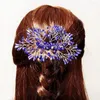 Fermagli per capelli Cristallo blu Pettine da sposa Fascia per capelli con strass Testa da sposa Gioielli Accessori da sposa Per donne Ragazze Regali da damigella d'onore