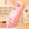 Bouteilles d'eau tasse Sport Portable paille mignon bouteille filles couvercle autocollant en plastique jus lait Kawaii enfants enfant