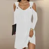 Abiti casual Sexy con spalle scoperte Mini lunghezza al ginocchio per le donne Abito unico ed elegante a maniche lunghe Abiti femminili Para Mujer