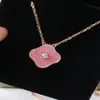 Pendant Necklaces Fashion Classic necklace jewelry 4 Four Leaf Clover Charm pink colour withdiamonds Designer Jewelry Necklaces fo2601