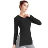 Chemises actives femmes haut de sport à manches longues Pilates hauts Yoga vêtements de formation dames 2024 à capuche Fitness T-shirts chemise de sport rose bleu marron