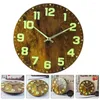 Horloges murales Motif de feu Horloge Rétro Muet en bois pour chambre à coucher Garniture Décor Pointeur Pendentif Décoratif