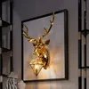 American Retro Gold Deer Wall Lamps Antlers Light Fixtures Living Room Bedroom Bedside Lamp Led Sconce Home Decor Luminaire2203