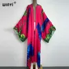 Abiti 2022 Winyi Afica Boho Stampa Abito lungo Bikini Copricostumi Donna Abiti estivi Abbigliamento da spiaggia Costume da bagno Cover Up Kaftan Kimono