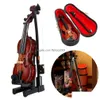 Arts And Crafts High Quality Mini Violin Upgraded Version With Support Miniature Wooden Musical Instruments Collection Decorative Or Dhurg