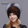 BeanieSkull Caps JINBAOSEN Winter Travel Fashion Fur Hat Woman Real Mink Fur Silver Fox Fur Hat Wool Knit Liner Ski Hat Handmade 231215