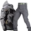 Mens Tracksuits Winter Fleece Shark Skin 2 -stycken Set flera fickor Dragkedja Vindtät huva jacka Utomhus Militär Taktisk kostym 231216