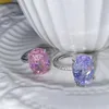 Anelli a grappolo Chic ovale viola cristallo Ametista Pietre preziose Diamanti zircone per le donne Fasce per dita bling Accessori per feste Regali di gioielli