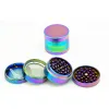 Rainbow Color 4 Layer Zinc Alloy Metal Smoking Tobacco Grinder Ice Blue Herb Grinders Hand Muller Crusher LL