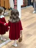 女の子のドレスクリスマスレッドドレス女の子冬の子供たちの女の子ゴールドベルベットプリンセスドレスベビーガールドレス231215