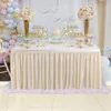 Bord kjol 4ft rosa bord kjol med led ljus tutu tyll bordsartyg bröllop baby shower födelsedag jul 2024 fest bordsdekor 231216